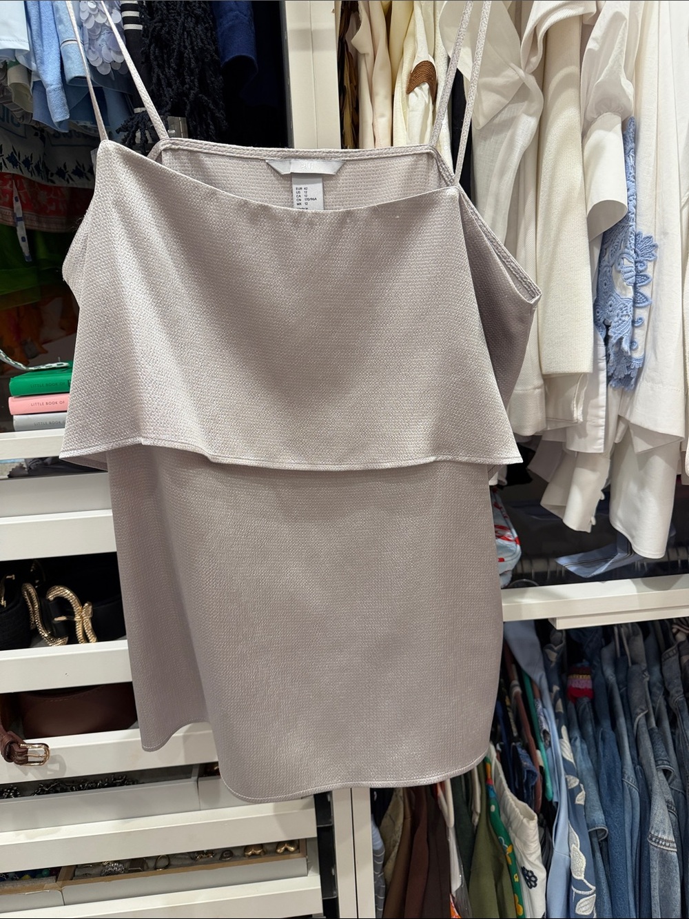 H&M Light Gray satin-like Layered Camisole